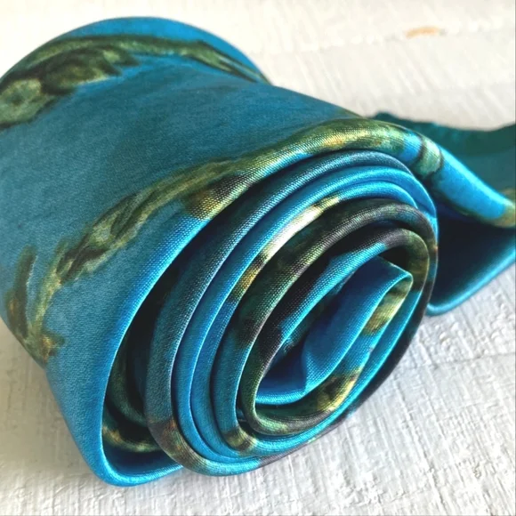 💖 Oversized boho satin blue Floral print print hair neck scarf whimsical - Picture 14 of 15